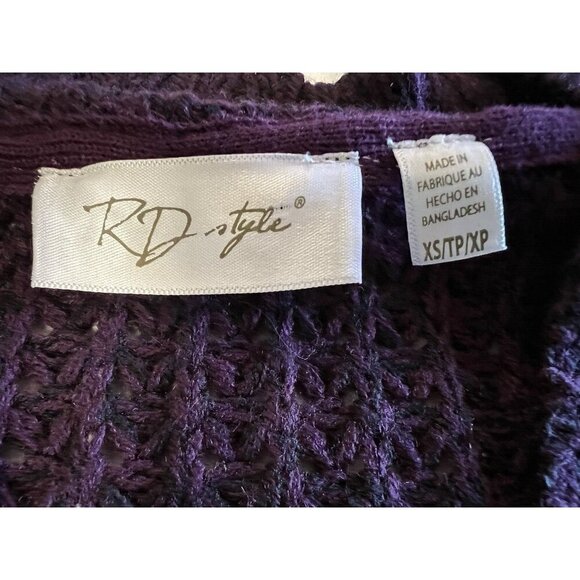 RD Style Montoya Open Knit Cardigan Sweater~Size XS~Deep Purple Stitch Fix L7 07 - Picture 9 of 11